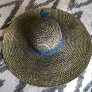 GUCCI-1980s Blue Straw Wide Brim Hat
